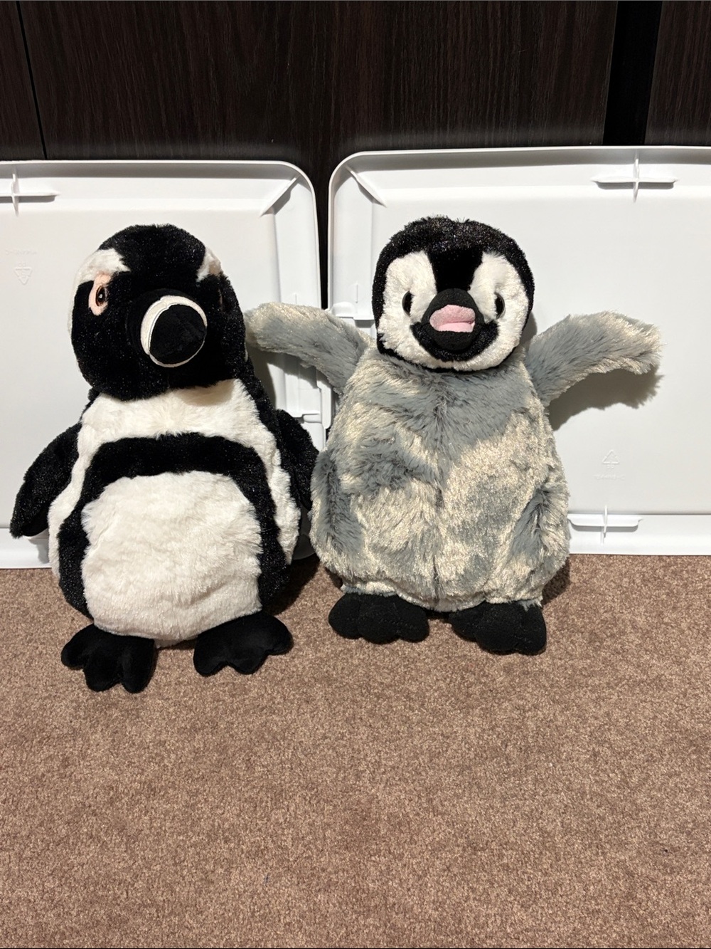 Cute Penguin Plush Pair - Black, White & Gray